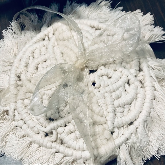 🆕🌸»-Handmade-»bÖhÖ-» [Set 4] Macrame Woven Flower Design Trivets | XL Coasters - Picture 12 of 17